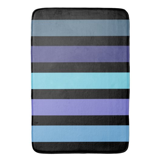 Paars blauw Aqua zwart, kleurrijke strepen Badmat (Voorkant Verticaal)