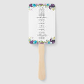 Paars Blauw Aquarel Bloemachtig Trouwprogramma Han Handwaaier (Achterkant)