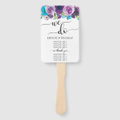 Paars Blauw Aquarel Bloemen Bruiloftsprogramma Han Handwaaier (Voorkant)