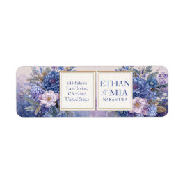 Paars Blauw Aquarel Botanisch Retouradres Etiket