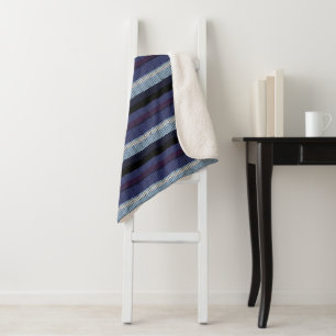 Paars blauw blauw met Stripe Patroon Sherpa Deken
