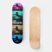 Paars, blauw, Blauwgroen, gouden hemel en water vo Persoonlijk Skateboard (Voorkant)