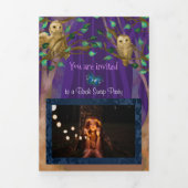 Paars, blauw bos, eigenaar, Butterflies Birthday Drieluik Uitnodiging (Cover)