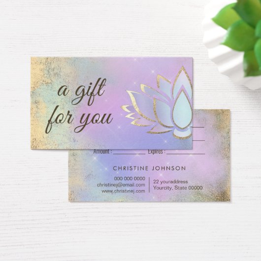 paars blauw cadeaukaart met lotus visitekaartje (Bureau)