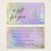 paars blauw cadeaukaart met lotus visitekaartje (Voorkant /achterkant)