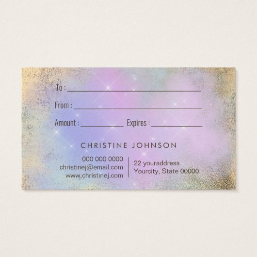 paars blauw cadeaukaart met lotus visitekaartje (Achterkant)