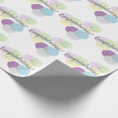 Paars blauw cirkelpatroon Gefeliciteerd Cadeaupapier (Hoek)