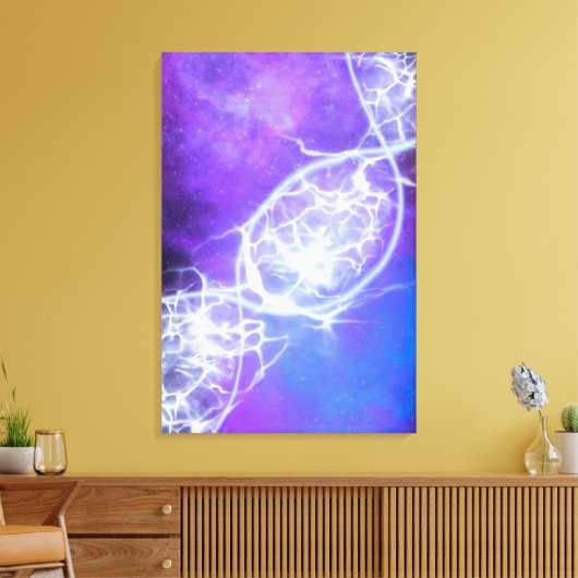 Paars blauw Cosmic DNA Strand Stretched Canvas (Insitu (Woonkamer))