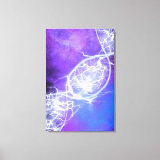 Paars blauw Cosmic DNA Strand Stretched Canvas (Voorkant)