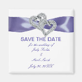 Paars Blauw Diamant Harten Save The Date Magneet (Voorkant)
