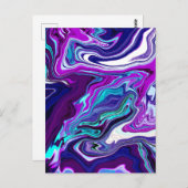 Paars, blauw en Blauwgroen Abstract | Denk aan u C Briefkaart (Voorkant / Achterkant)