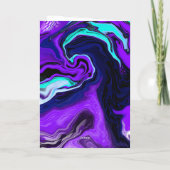 Paars, blauw en Blauwgroen Abstract | Denk aan u Kaart (Achterkant)