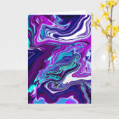 Paars, blauw en Blauwgroen Abstract | Denk aan u Kaart (Gele Bloem)