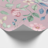 Paars Blauw en Geel Bloemmotief Purper Cadeaupapier (Hoek)