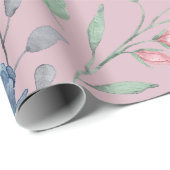 Paars Blauw en Geel Bloemmotief Purper Cadeaupapier (Rol Hoek)