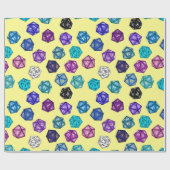 Paars blauw en geel D20-dijs RPG-spel Cadeaupapier (Vlak)