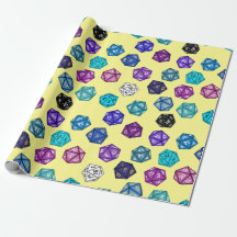 Paars blauw en geel D20-dijs RPG-spel