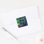 Paars, blauw en groen Faux Gold Glitter Agate Vierkante Sticker (Envelop)
