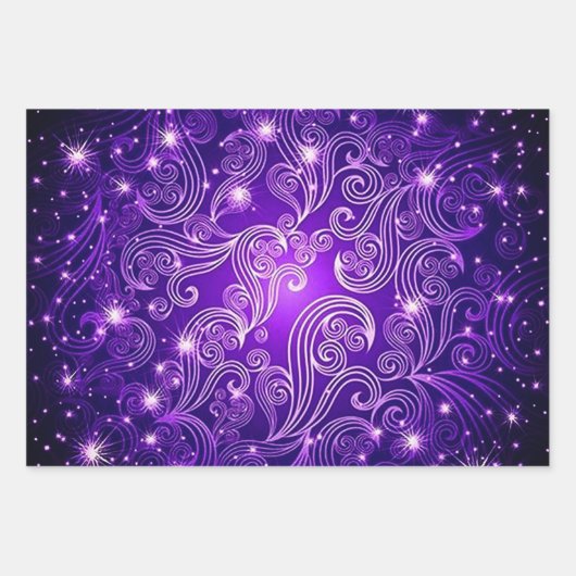 Paars blauw en groen hemelroos inpakpapier vel (Voorkant)