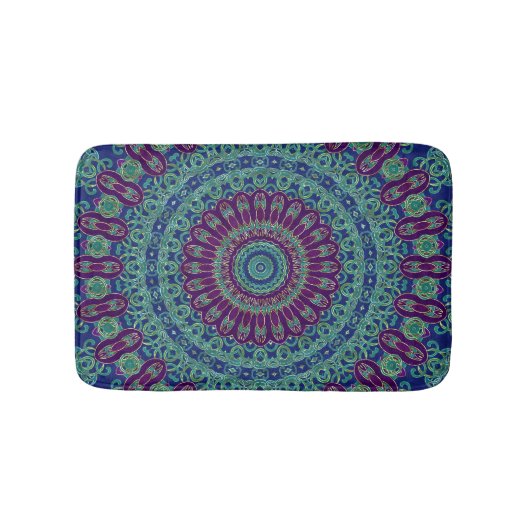 Paars, blauw en groen Mandala Badmat (Voorkant)