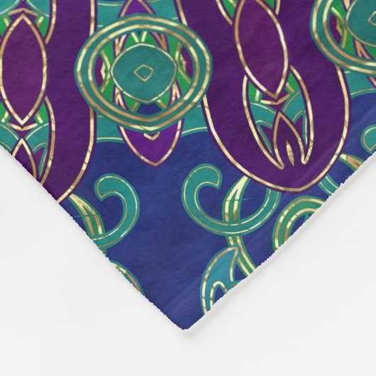 Paars, blauw en groen Mandala Fleece Deken (Hoek)