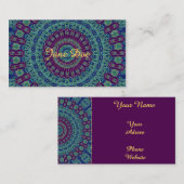Paars, blauw en groen Mandala Visitekaartje (Voorkant / Achterkant)