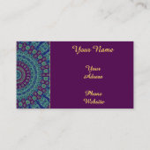 Paars, blauw en groen Mandala Visitekaartje (Achterkant)