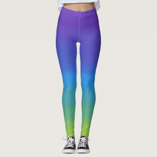 Paars, blauw en groen ombre leggings