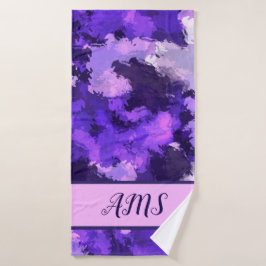 Paars blauw en koel Abstract vormenpatroon Badhanddoek