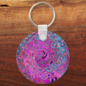Paars, Blauw en Rood Abstract Retro Werveling Sleutelhanger (Achterkant)