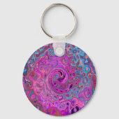 Paars, Blauw en Rood Abstract Retro Werveling Sleutelhanger (Achterkant)