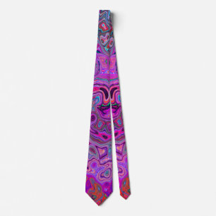 Paars, Blauw en Rood Abstract Retro Werveling Stropdas