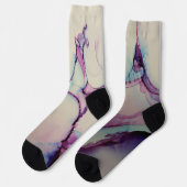 Paars blauw en roze Abstracte alcoholinkt Vloeibaa Sokken (Links)