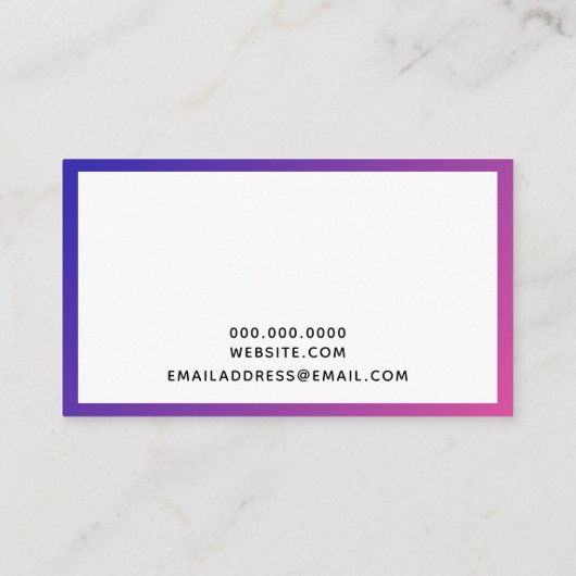 Paars blauw en Roze Visitekaartje van de Gradiënt  (Achterkant)