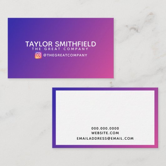 Paars blauw en Roze Visitekaartje van de Gradiënt  (Voorkant / Achterkant)