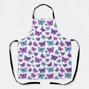 Paars, blauw en roze vlinderpatroon schort