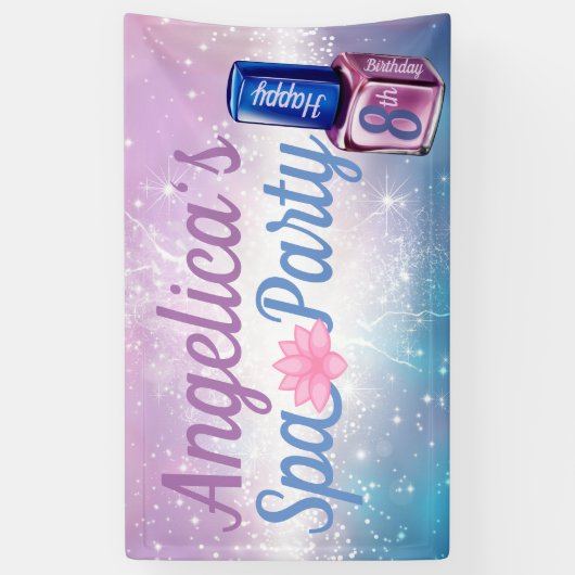 Paars| Blauw en Sparks| Nail Poolse Spa Spandoek (Verticaal)