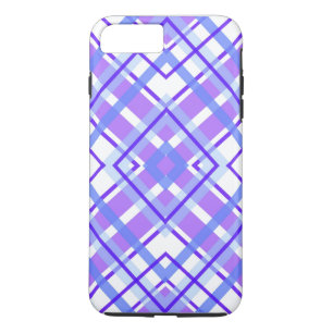 Paars, Blauw en Wit Geometrisch Plaid iPhone 8/7 Plus Hoesje