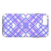 Paars, Blauw en Wit Geometrisch Plaid Case-Mate iPhone Case (Achterkant (Horizontaal))