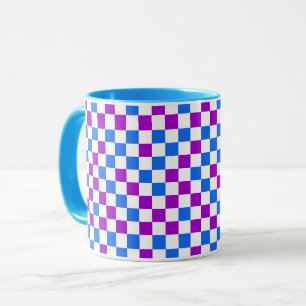 Paars Blauw En Wit Geruit Patroon Mok