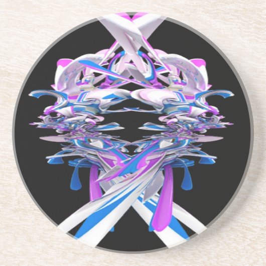 Paars blauw en witte 3D-spiegel Zandsteen Onderzetter (Voorkant)