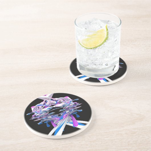 Paars blauw en witte 3D-spiegel Zandsteen Onderzetter (Zijkant)