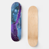 Paars blauw en zilver Glitter op maat Persoonlijk Skateboard (Voorkant)