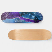 Paars blauw en zilver Glitter op maat Persoonlijk Skateboard (Horizontaal)