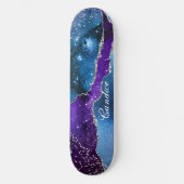 Paars blauw en zilver Glitter op maat Persoonlijk Skateboard (Voorkant)