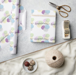 Paars Blauw Felicitaties Afstuderen Cadeaupapier