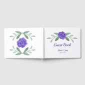 Paars blauw-Floral Greenery Foliage Wedding Gastenboek (Volledig)