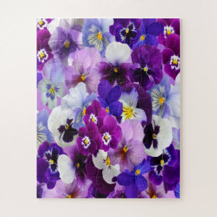 Paars-blauw-Floral-Pansy Pansies Flowers Legpuzzel