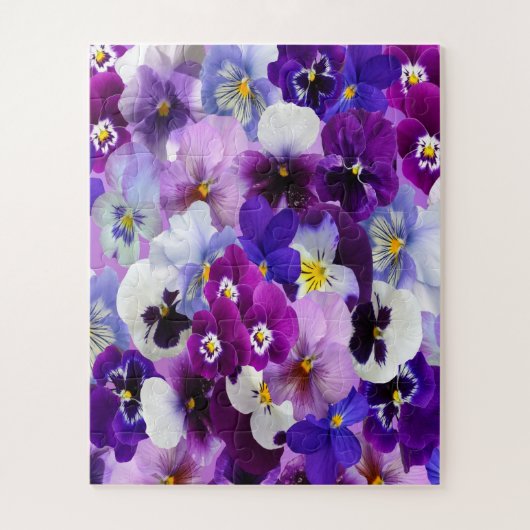 Paars-blauw-Floral-Pansy Pansies Flowers Legpuzzel (Verticaal)