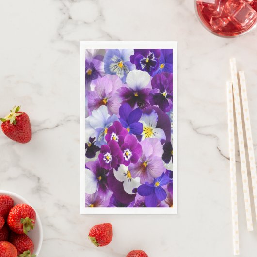 Paars-blauw-Floral-Pansy Pansies Flowers Servet (Insitu)
